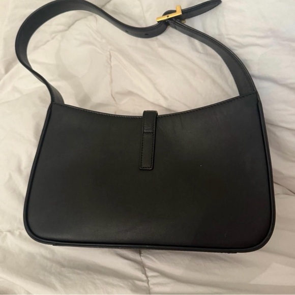 Yves Saint Laurent Black Shoulder Bag with Gold Logo - Picture 2 of 5